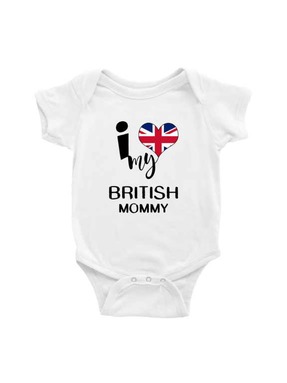 I Heart My British Mommy United Kingdom Love Flag Baby Clothes (White, 18-24 Months)