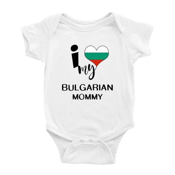 I Heart My Bulgarian Mommy Bulgaria Love Flag Baby One-Pieces (White, 6-12 Months)