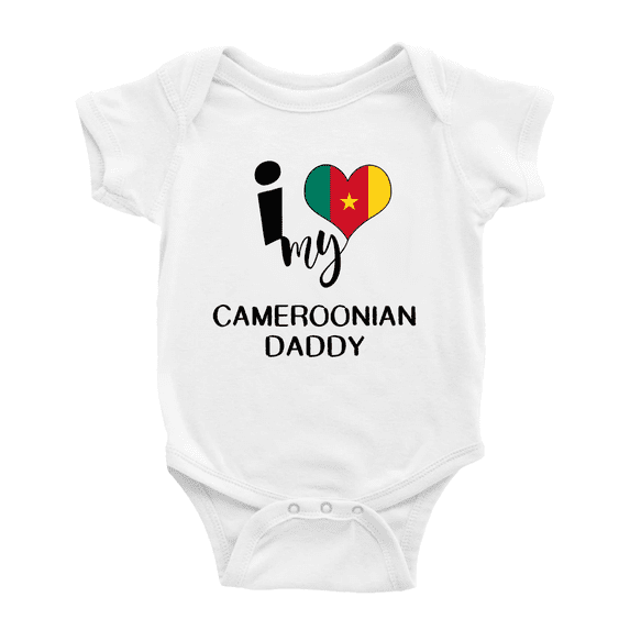 I Heart My Cameroonian Daddy Cameroon Love Flag Infant Romper Baby Bodysuit (White, 18-24 Months)