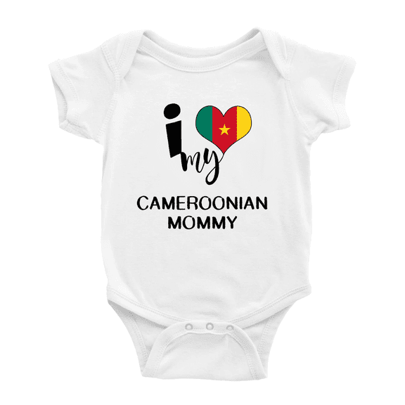 I Heart My Cameroonian Mommy Cameroon Love Flag Infant Romper Baby Bodysuit (White, 6-12 Months)
