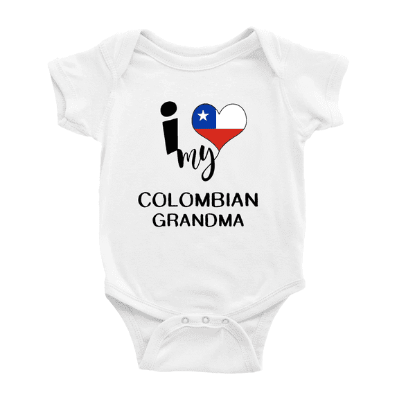 I Heart My Colombian Grandma Colombia Love Flag Infant Romper Baby Bodysuit (White, 0-3 Months)