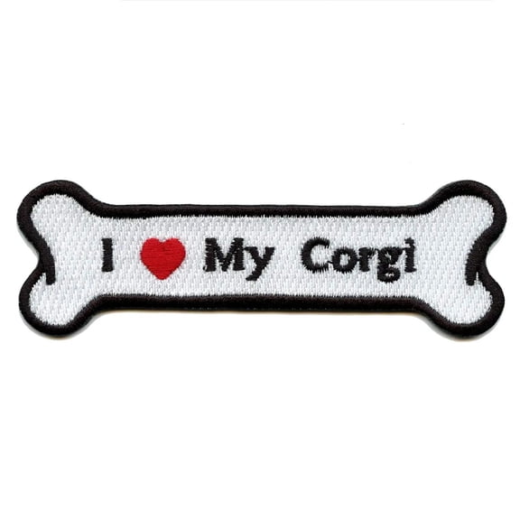 I Heart My Corgi Dog Bone Iron On Applique Patch