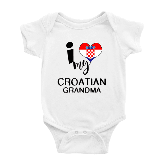 I Heart My Croatian Grandma Croatia Love Flag Newborn Clothes Outfits (White, 18-24 Months)