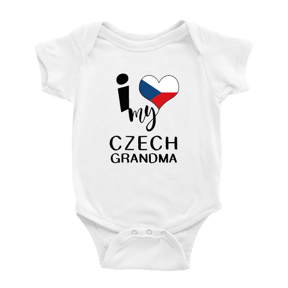 I Heart My Czech Grandma Love Flag Baby Romper (White, 6-12 Months)