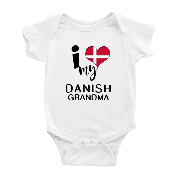 I Heart My Danish Grandma Denmark Love Flag Baby One-Pieces Baby Bodysuit (White, 3-6 Months)