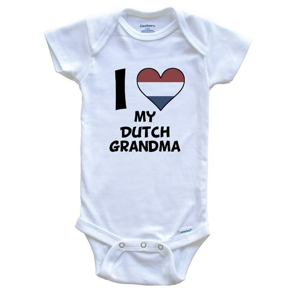 I Heart My Dutch Grandma Netherlands Flag Baby Bodysuit, 6-9 Months White
