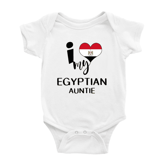 I Heart My Egyptian Auntie Egypt Love Flag Newborn Clothes Outfits (White, 18-24 Months)