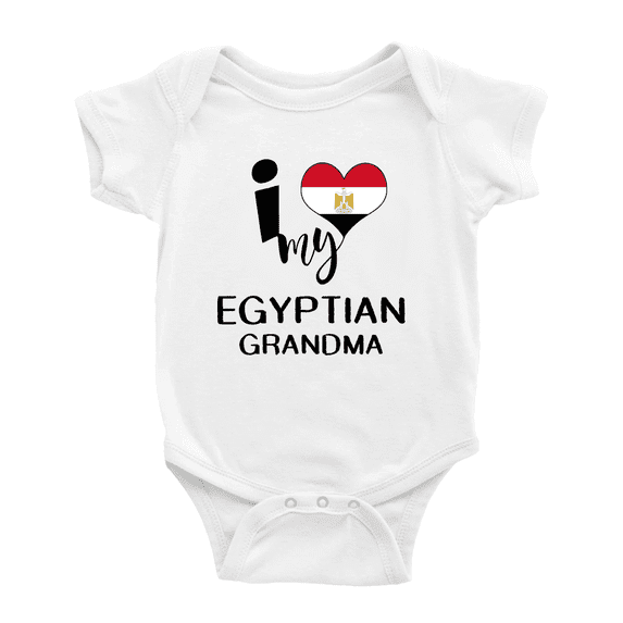 I Heart My Egyptian Grandma Egypt Love Flag Newborn Clothes Outfits (White, 6-12 Months)