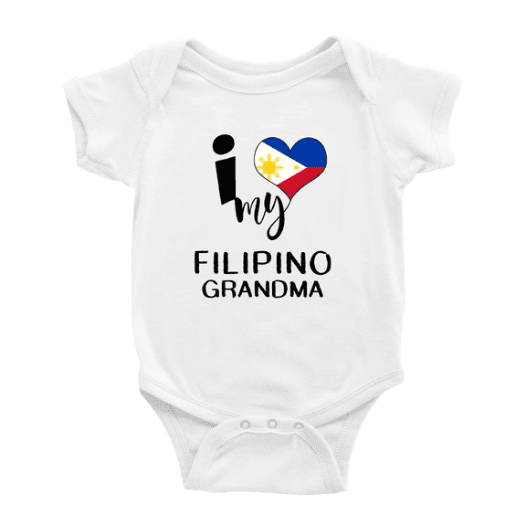 I Heart My Filipino Grandma Philippines Love Flag Baby Bodysuit (White, 18-24 Months)