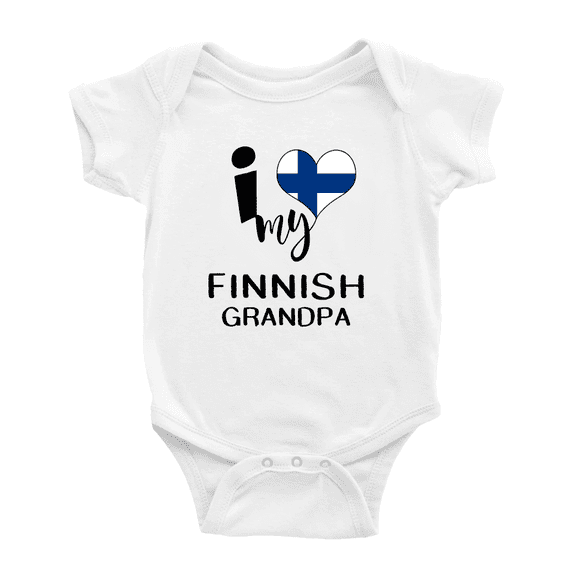 I Heart My Finnish Grandpa Finland Love Flag Baby One-Pieces Baby Bodysuit (White, 18-24 Months)