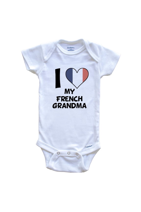 I Heart My French Grandma France Flag Baby Bodysuit, 6-9 Months White