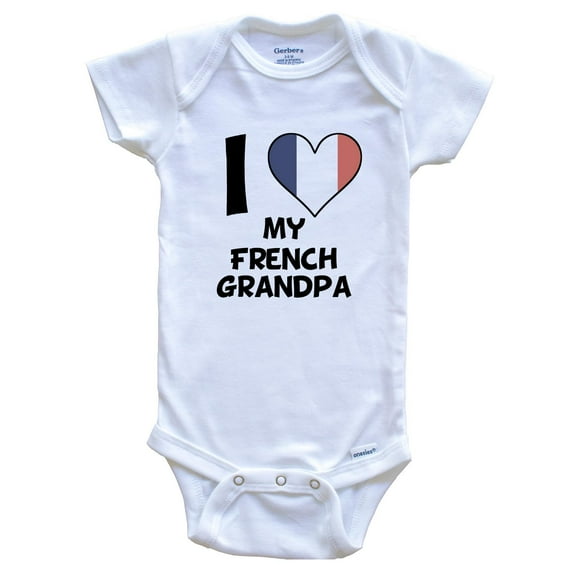I Heart My French Grandpa France Flag Baby Bodysuit, 0-3 Months White