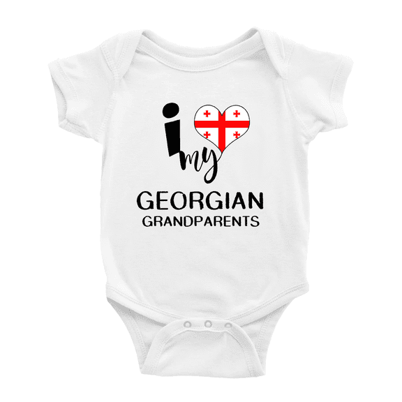 I Heart My Georgian Grandparents Georgia Love Flag Baby Romper (White, 0-3 Months)