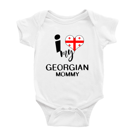 I Heart My Georgian Mommy Georgia Love Flag Baby Romper (White, 12-18 Months)