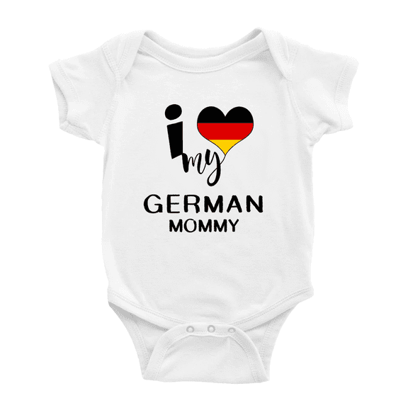 I Heart My German Mommy Germany Love Flag Baby One-Pieces Baby Bodysuit (White, 18-24 Months)