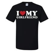 WILD CUSTOM APPAREL I Heart My Girlfriend Funny Mens T-shirts , Black, Small