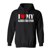 I Heart My Girlfriend Love Funny Matching Gift Unisex Hooded Sweatshirt (Black, Small)