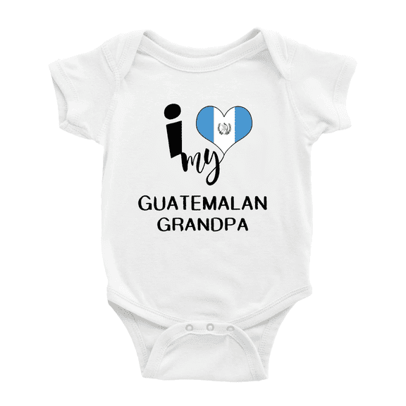 I Heart My Guatemalan Grandpa Guatemala Love Flag Baby One-Pieces Baby Bodysuit (White, 6-12 Months)