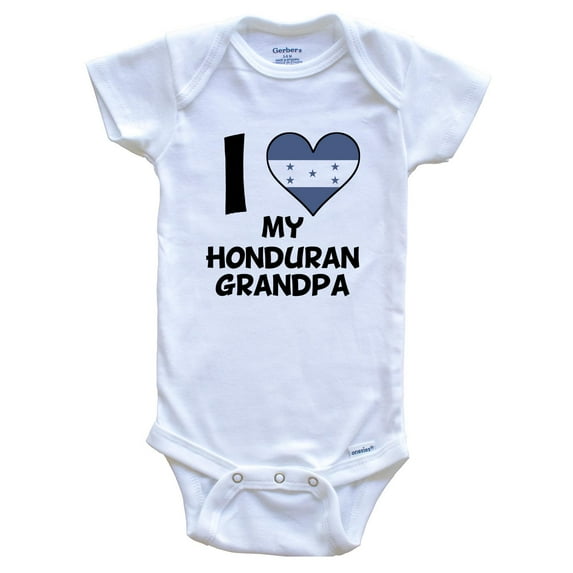 I Heart My Honduran Grandpa Honduras Flag Baby Bodysuit, 0-3 Months White