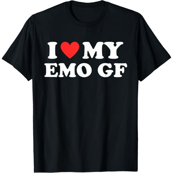 I Heart My Hot Emo GF I Love My Emo Girlfriend Eboy Egirl T-ShirtMen's and women's gift, black and white T-shirt, size: Extra large S-4XL