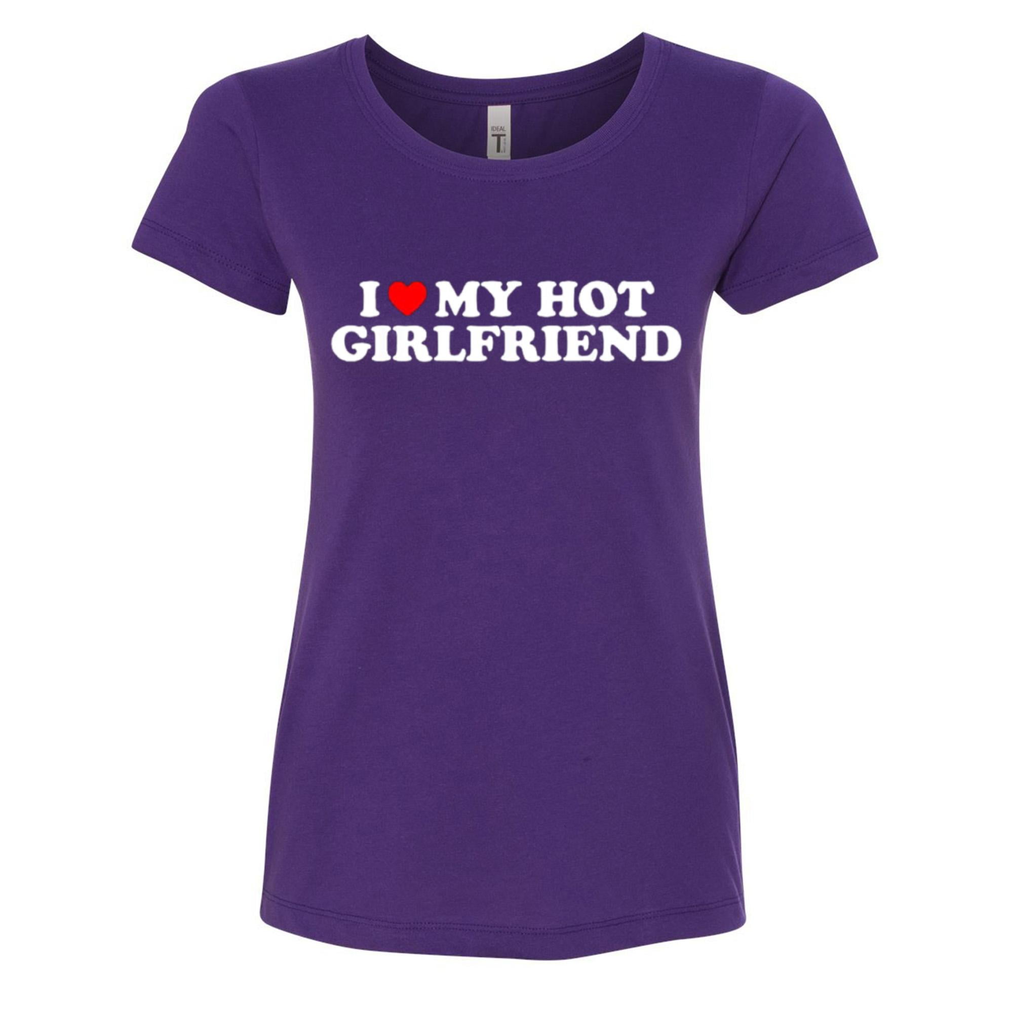 I Heart My Hot Girlfriend Couples Womens T Shirts Fit Purple X Large