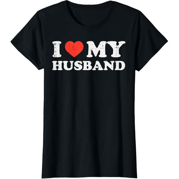 I Heart My Husband Love Hubby Couple Matching Wife Women T-Shirt