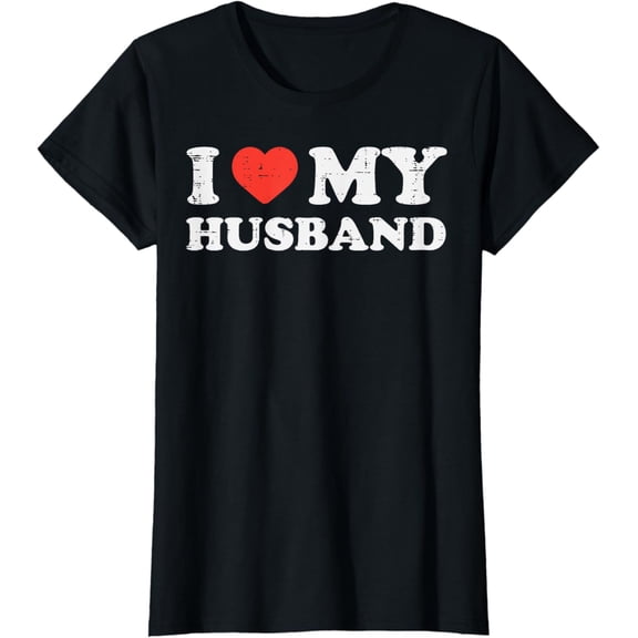 I Heart My Husband Love Hubby Couple Matching Wife Women T-Shirt