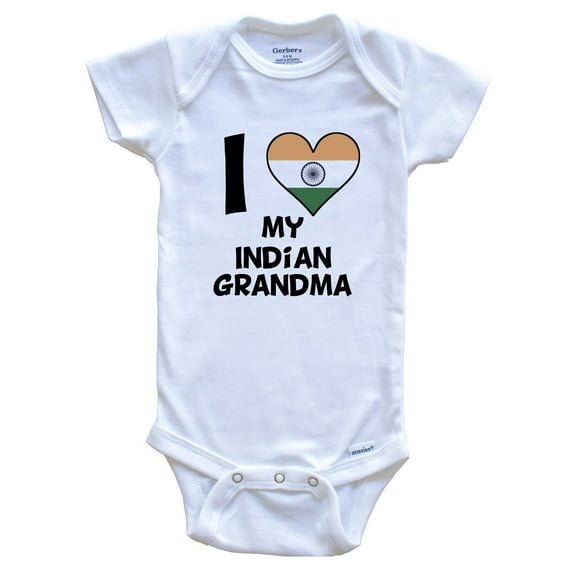 I Heart My Indian Grandma India Flag Baby Bodysuit, 3-6 Months White
