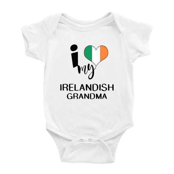 I Heart My Irelandish Grandma Ireland Love Flag Baby Clothes (White, 3-6 Months)