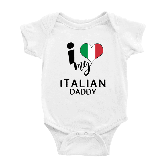 I Heart My Italian Daddy Italy Love Flag Baby Bodysuit (White, 0-3 Months)