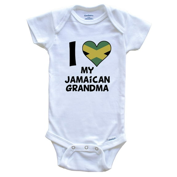 I Heart My Jamaican Grandma Jamaica Flag Baby Bodysuit, 3-6 Months White