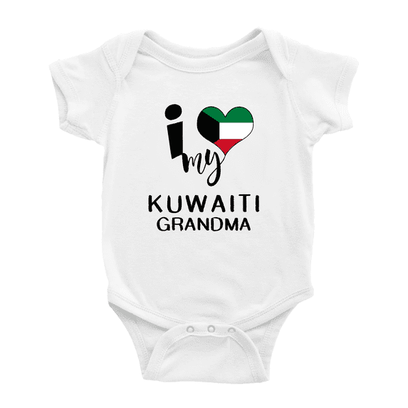 I Heart My Kuwaiti Grandma Kuwait Love Flag Baby One-Pieces Baby Bodysuit (White, 3-6 Months)