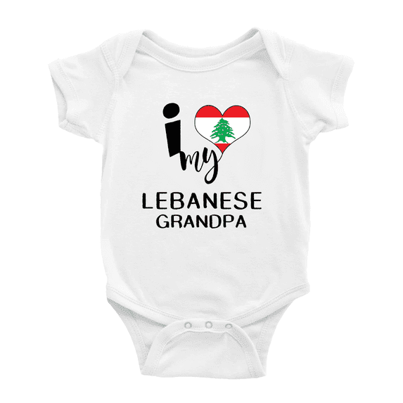 I Heart My Lebanese Grandpa Lebanon Love Flag Baby One-Pieces (White, 18-24 Months)