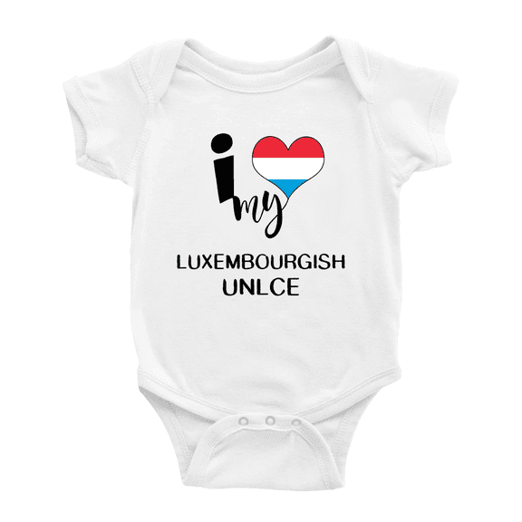 I Heart My Luxembourgish Unlce Luxembourg Love Flag Infant Romper Baby Bodysuit (White, 12-18 Months)
