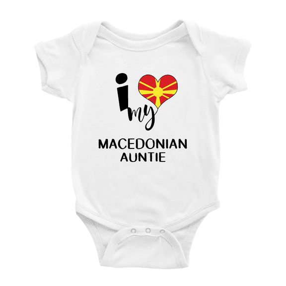 I Heart My Macedonian Auntie Macedonia Love Flag Newborn Clothes Outfits (White, 12-18 Months)