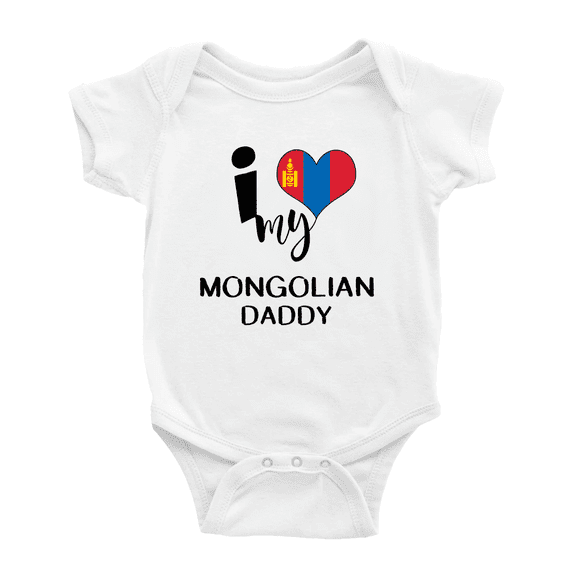 I Heart My Mongolian Daddy Mongolia Love Flag Baby One-Pieces (White, 0-3 Months)