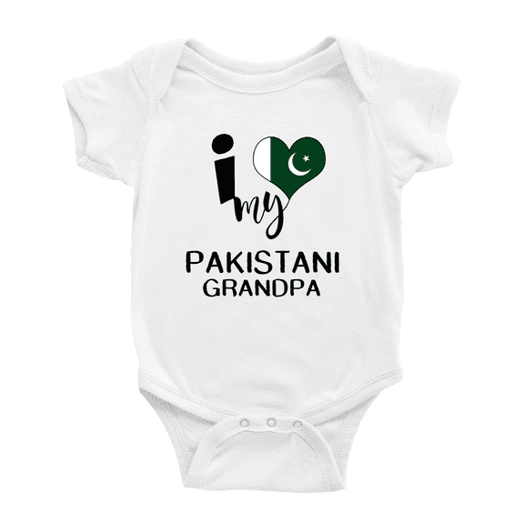 I Heart My Pakistani Grandpa Pakistan Love Flag Newborn Baby Bodysuits (White, 6-12 Months)