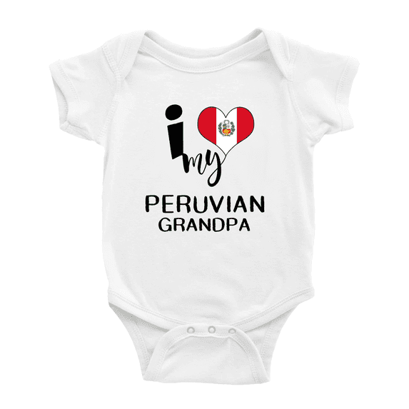 I Heart My Peruvian Grandpa Peru Love Flag Newborn Clothes Outfits (White, 6-12 Months)