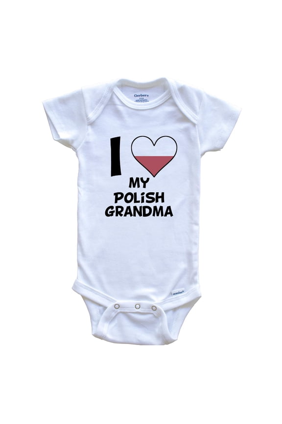I Heart My Polish Grandma Poland Flag Baby Bodysuit, 3-6 Months White
