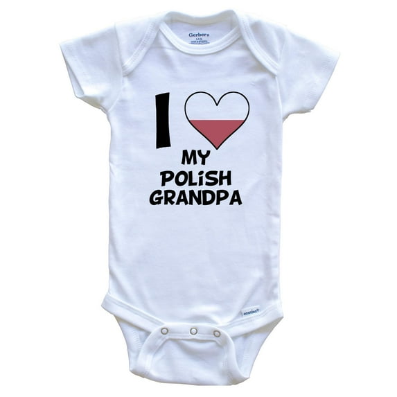 I Heart My Polish Grandpa Poland Flag Baby Bodysuit, 6-9 Months White