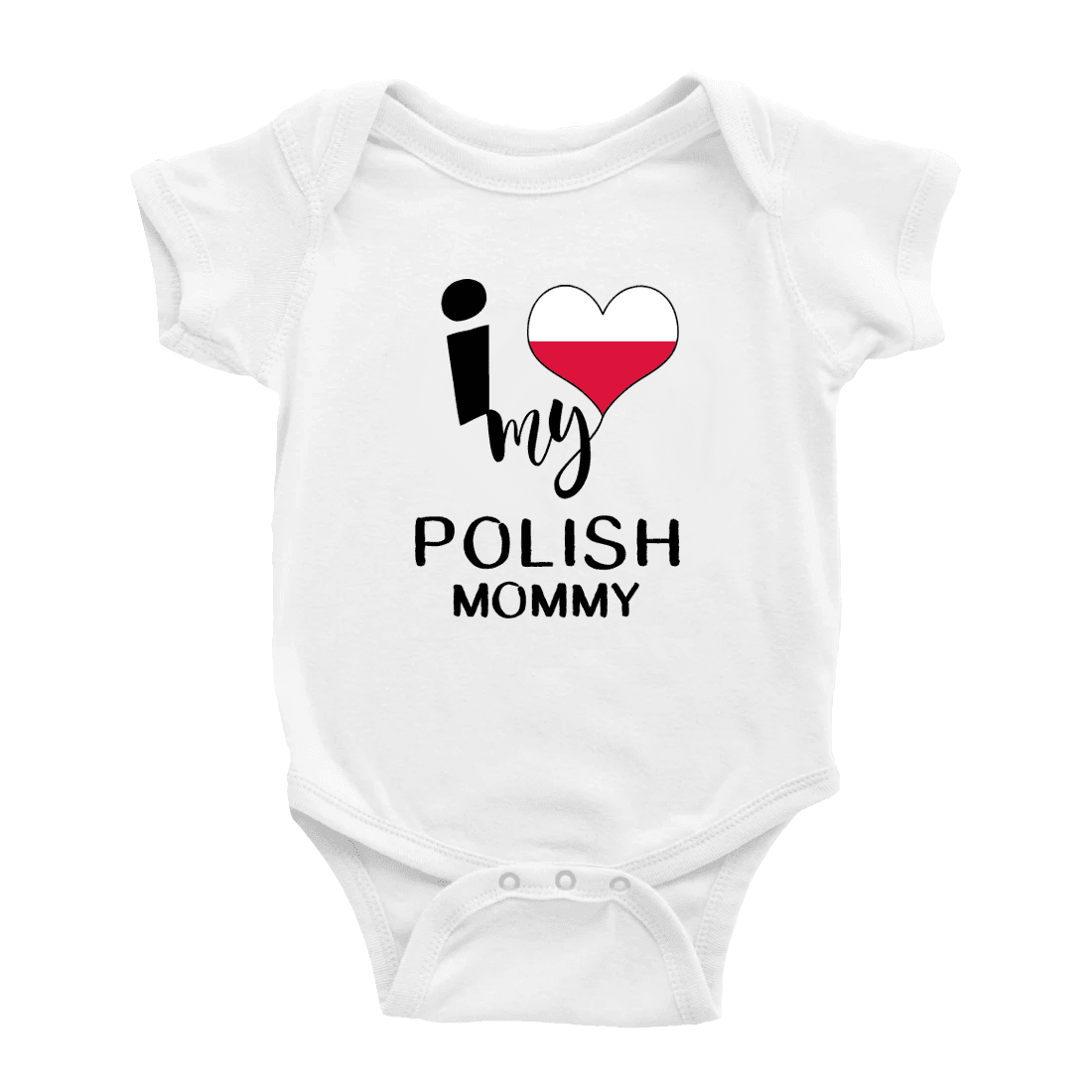 I Heart My Polish Mommy Poland Love Flag Newborn Clothes Outfits (White,  6-12 Months) 