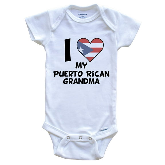 I Heart My Puerto Rican Grandma Puerto Rico Flag Baby Bodysuit, 0-3 Months White