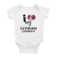 thumbnail image 1 of I Heart My Serbian Grandpa Love Flag Baby Romper (White, 6-12 Months), 1 of 5
