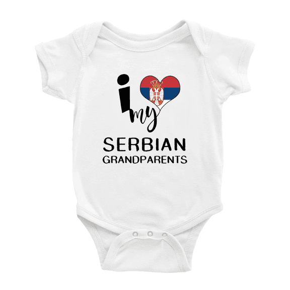 I Heart My Serbian Grandparents Love Flag Baby Romper (White, 18-24 Months)