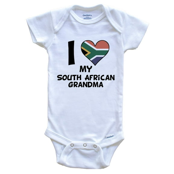 I Heart My South African Grandma South Africa Flag Baby Bodysuit, 0-3 Months White