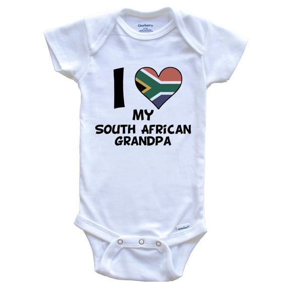 I Heart My South African Grandpa South Africa Flag Baby Bodysuit, 0-3 Months White
