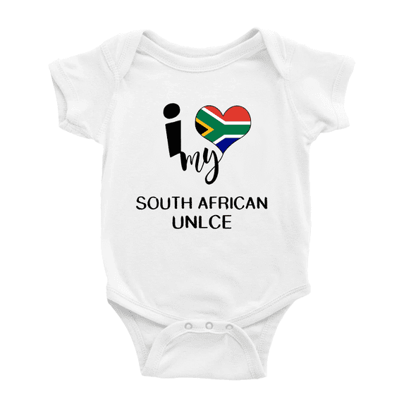 I Heart My South African Unlce South Africa Love Flag Baby Clothes (White, 12-18 Months)