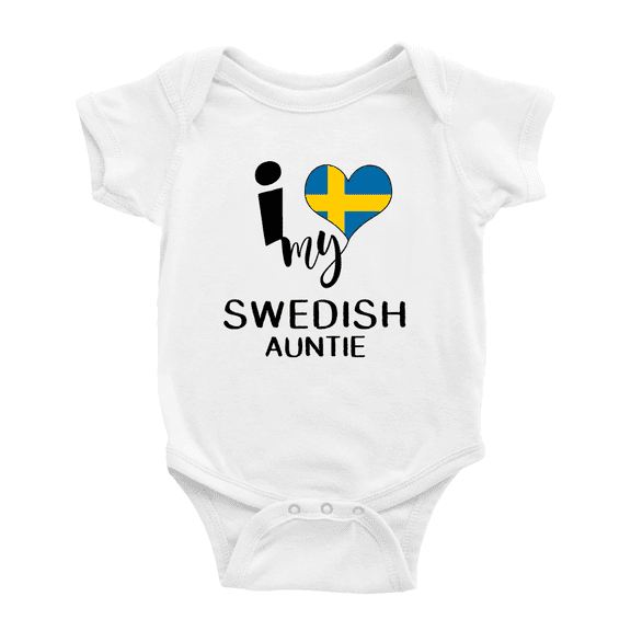 I Heart My Swedish Auntie Sweden Love Flag Baby Bodysuit (White, 12-18 Months)