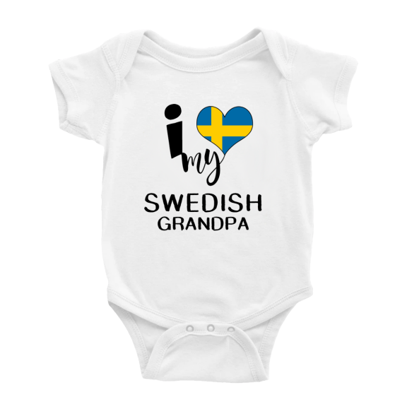 I Heart My Swedish Grandpa Sweden Love Flag Baby Bodysuit (White, 6-12 Months)