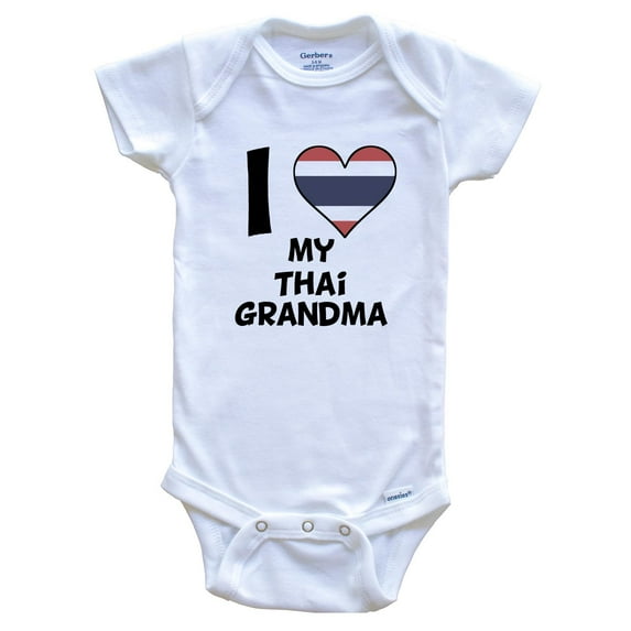 I Heart My Thai Grandma Thailand Flag Baby Bodysuit, 0-3 Months White